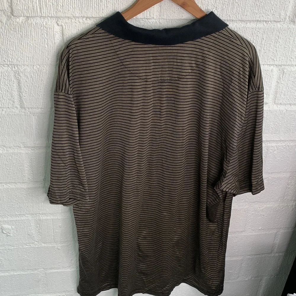 Tasso Ella Golf Striped Polo Brown Short Sleeve Shirt sz XL